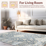 Ultra Soft Area Rug, Non Slip, Stain Resistant, Washable Area Rugs for Living Room, Bedroom, Elegant Natural Gray Damask Motif(Gray)