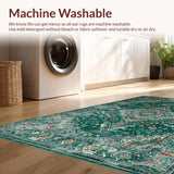 Ultra Soft Area Rug, Non Slip, Stain Resistant, Washable Area Rugs for Living Room, Bedroom, Elegant Distressed Geometric Style(Green)