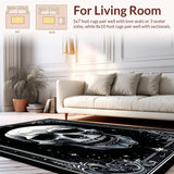 Ultra Soft Area Rug, Non Slip, Stain Resistant, Washable Area Rugs for Living Room, Bedroom, Dark Vintage Lace Aesthetic(Gray)