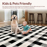 Ultra Soft Area Rug, Non Slip, Stain Resistant, Washable Area Rugs for Living Room, Bedroom, Modern Stripe Rug(Black)