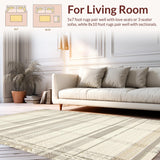Ultra Soft Area Rug, Non Slip, Stain Resistant, Washable Area Rugs for Living Room, Bedroom, Rustic High-Low Floral Arrangement(Beige)