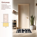 Ultra Soft Area Rug, Non Slip, Stain Resistant, Washable Area Rugs for Living Room, Bedroom, Coastal Black And White Rug: Front Door Striped Welcome Mat(Black)