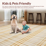 Ultra Soft Area Rug, Non Slip, Stain Resistant, Washable Area Rugs for Living Room, Bedroom, Timeless Tiled Earthy Design(Beige)