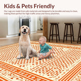 Ultra Soft Area Rug, Non Slip, Stain Resistant, Washable Area Rugs for Living Room, Bedroom, Unique Contemporary Tiled Composition(Orange)