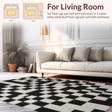 Ultra Soft Area Rug, Non Slip, Stain Resistant, Washable Area Rugs for Living Room, Bedroom, Washable Checkered Bedroom Carpet for Minimalist Decor(Gray)