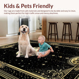 Ultra Soft Area Rug, Non Slip, Stain Resistant, Washable Area Rugs for Living Room, Bedroom, Mystical Snake Lunar Motif(Black)