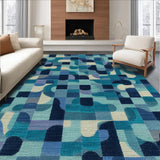 Ultra Soft Area Rug, Non Slip, Stain Resistant, Washable Area Rugs for Living Room, Bedroom, Sophisticated Bow Motif Rug with Blue Toned Overlapping Ribbon Graphics(Blue)
