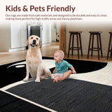 Ultra Soft Area Rug, Non Slip, Stain Resistant, Washable Area Rugs for Living Room, Bedroom, Luxurious Round Geometric Motif(Black)