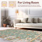 Ultra Soft Area Rug, Non Slip, Stain Resistant, Washable Area Rugs for Living Room, Bedroom, Antique Inspired Ethnic Motif(Blue)