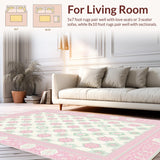 Ultra Soft Area Rug, Non Slip, Stain Resistant, Washable Area Rugs for Living Room, Bedroom, Elegant Soft Color Palette Design(Pink)