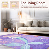 Ultra Soft Area Rug, Non Slip, Stain Resistant, Washable Area Rugs for Living Room, Bedroom, Charming Furry Rainbow Textures(Purple)