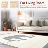 Ultra Soft Area Rug, Non Slip, Stain Resistant, Washable Area Rugs for Living Room, Bedroom, Luxurious Neutral Tones with Animal Elements(Beige)