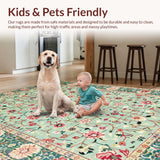Ultra Soft Area Rug, Non Slip, Stain Resistant, Washable Area Rugs for Living Room, Bedroom, Chic Vintage Ogee Arrangement(Blue)