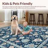 Ultra Soft Area Rug, Non Slip, Stain Resistant, Washable Area Rugs for Living Room, Bedroom, Chic Vintage Blue Aesthetic(Blue)
