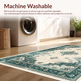 Ultra Soft Area Rug, Non Slip, Stain Resistant, Washable Area Rugs for Living Room, Bedroom, Vintage Neutral Bedroom Area Rug Non-Shedding(Ivory)
