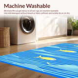 Ultra Soft Area Rug, Non Slip, Stain Resistant, Washable Area Rugs for Living Room, Bedroom, Contemporary Coastal Animal Illustration(Blue)