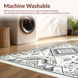 Ultra Soft Area Rug, Non Slip, Stain Resistant, Washable Area Rugs for Living Room, Bedroom, Trendy Subtle Medallion Arrangement(White)