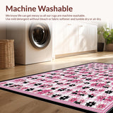 Ultra Soft Area Rug, Non Slip, Stain Resistant, Washable Area Rugs for Living Room, Bedroom, Charming Floral Daisy Arrangement(Pink)