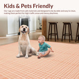 Ultra Soft Area Rug, Non Slip, Stain Resistant, Washable Area Rugs for Living Room, Bedroom, Elegant Soft Peach Damask Motif(Orange)