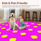 Ultra Soft Area Rug, Non Slip, Stain Resistant, Washable Area Rugs for Living Room, Bedroom, Whimsical Colorful Learning Elements(Pink)
