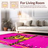 Ultra Soft Area Rug, Non Slip, Stain Resistant, Washable Area Rugs for Living Room, Bedroom, Cute Cartoon Leopard Decorative Flair(Pink)