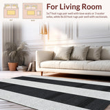 Ultra Soft Area Rug, Non Slip, Stain Resistant, Washable Area Rugs for Living Room, Bedroom, Stylish High-Contrast Patterned Piece(Black)