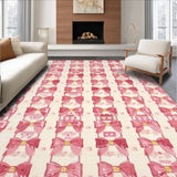 Ultra Soft Area Rug, Non Slip, Stain Resistant, Washable Area Rugs for Living Room, Bedroom, Playful Pink Bow Scalloped Area Rug Pretty Coquette Carpet(Pink)