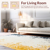 Ultra Soft Area Rug, Non Slip, Stain Resistant, Washable Area Rugs for Living Room, Bedroom, Dreamy Tie Dye Artistic Splatter Design for Playful Ambiance(Yellow)