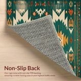 Ultra Soft Area Rug, Non Slip, Stain Resistant, Washable Area Rugs for Living Room, Bedroom, Rustic Arrow Pattern with Warm Tones(Green)