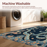 Ultra Soft Area Rug, Non Slip, Stain Resistant, Washable Area Rugs for Living Room, Bedroom, Nautical Octopus Tentacle with 3D Oceanic Illusion and Marine Life(Blue)