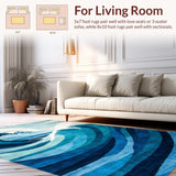 Tranquil Coastal Blue Tidal Motif(Blue)