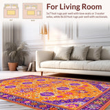 Ultra Soft Area Rug, Non Slip, Stain Resistant, Washable Area Rugs for Living Room, Bedroom, Vibrant Orange Tribal Aesthetic(Orange)