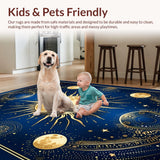 Ultra Soft Area Rug, Non Slip, Stain Resistant, Washable Area Rugs for Living Room, Bedroom, Mystical Night Sky Imagery(Blue)