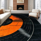 Ultra Soft Area Rug, Non Slip, Stain Resistant, Washable Area Rugs for Living Room, Bedroom, Eclectic Retro Music Motif(Orange)
