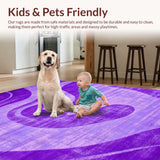 Ultra Soft Area Rug, Non Slip, Stain Resistant, Washable Area Rugs for Living Room, Bedroom, Vibrant Tie-Dye Aesthetic Charm(Purple)