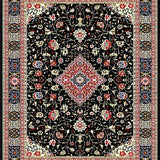 Ultra Soft Area Rug, Non Slip, Stain Resistant, Washable Area Rugs for Living Room, Bedroom, Elegant Floral Arch Motif(Black)