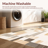 Ultra Soft Area Rug, Non Slip, Stain Resistant, Washable Area Rugs for Living Room, Bedroom, Woven Area Ivory & Brown Abstract Geometric Design(Beige)