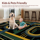 Ultra Soft Area Rug, Non Slip, Stain Resistant, Washable Area Rugs for Living Room, Bedroom, Sleek Elegant Abstract Forms(Blue)