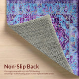 Ultra Soft Area Rug, Non Slip, Stain Resistant, Washable Area Rugs for Living Room, Bedroom, Vibrant Boho Geometric Fusion(Blue)