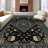 Ultra Soft Area Rug, Non Slip, Stain Resistant, Washable Area Rugs for Living Room, Bedroom, Dark Elegant Abstract Motif(Black)