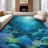 Ultra Soft Area Rug, Non Slip, Stain Resistant, Washable Area Rugs for Living Room, Bedroom, Ocean Floor Sensory Play Mat(Blue)