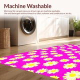 Ultra Soft Area Rug, Non Slip, Stain Resistant, Washable Area Rugs for Living Room, Bedroom, Cute Minimalist Bloom Design(Pink)