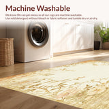 Ultra Soft Area Rug, Non Slip, Stain Resistant, Washable Area Rugs for Living Room, Bedroom, Floral Symphony Beige Vintage Style Area(Beige)