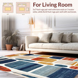 Ultra Soft Area Rug, Non Slip, Stain Resistant, Washable Area Rugs for Living Room, Bedroom, Nautical Adventure Rug with Surfboard Graphics and Iconic Character Elements(Blue)