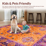 Ultra Soft Area Rug, Non Slip, Stain Resistant, Washable Area Rugs for Living Room, Bedroom, Artful Abstract Patterned Delight(Orange)
