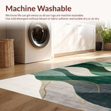 Ultra Soft Area Rug, Non Slip, Stain Resistant, Washable Area Rugs for Living Room, Bedroom, Contemporary Subtle Leaf Design(Green)