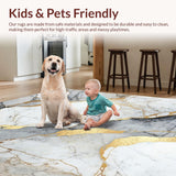 Ultra Soft Area Rug, Non Slip, Stain Resistant, Washable Area Rugs for Living Room, Bedroom, Luxurious Marbleized Textured Visual(White)