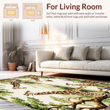 Ultra Soft Area Rug, Non Slip, Stain Resistant, Washable Area Rugs for Living Room, Bedroom, Animal Area Adorned with Majestic Giraffes and Nature Motifs(Beige)