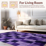 Ultra Soft Area Rug, Non Slip, Stain Resistant, Washable Area Rugs for Living Room, Bedroom, Bold Graphic White and Purple Design(Purple)