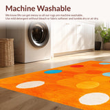 Ultra Soft Area Rug, Non Slip, Stain Resistant, Washable Area Rugs for Living Room, Bedroom, Playful Circular Educational Aesthetic(Orange)